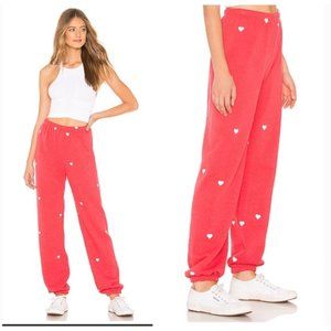 Wildfox, Pants & Jumpsuits, Wildfox Lovestruck Joggers Red High Rise  Heart Print Sweatpants Pull On Sz Xs